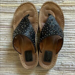 Clarks Black Studded Sandals